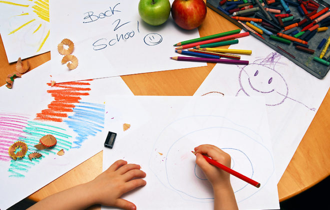 Girl drawing back to school